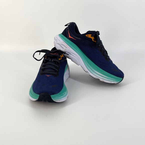 Hoka One One Other - Hoka Bondi 8 Mens Running Shoes Navy Teal Blue Orange Sneakers 1123202